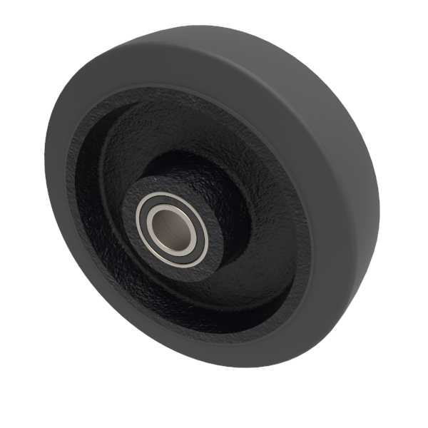 Elastic Rubber Cast Iron 200mm Ball Bearing Wheel 450kg Load