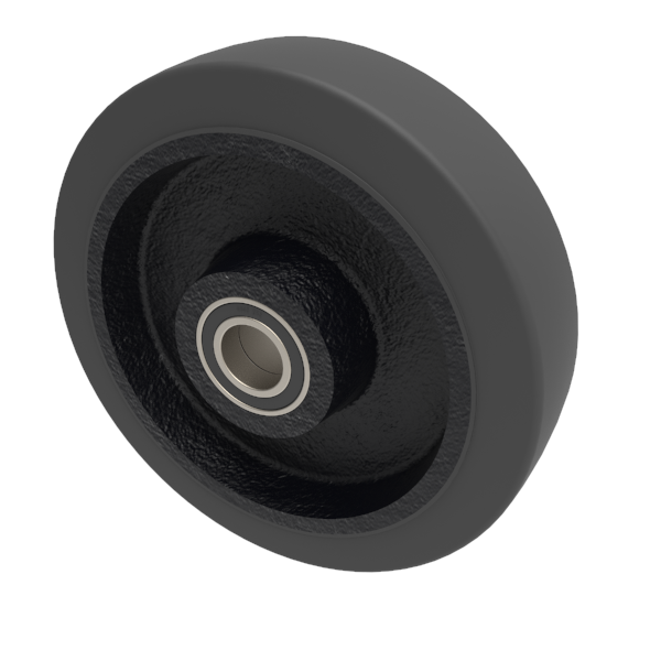 Elastic Rubber Cast Iron 200mm Ball Bearing Wheel 450kg Load