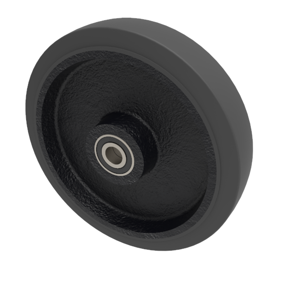 Elastic Rubber Cast Iron 250mm Ball Bearing Wheel 450kg Load