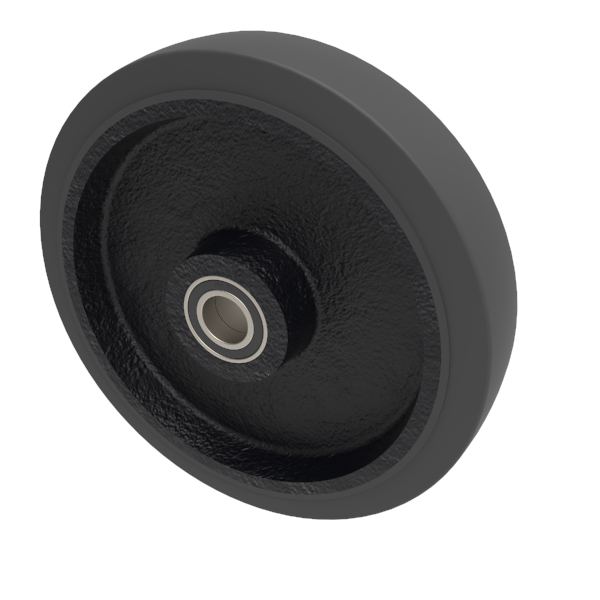 Elastic Rubber Cast Iron 250mm Ball Bearing Wheel 500kg Load