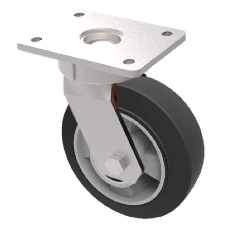 Elastic Rubber on Aluminium Plate Swivel Castor 100mm 250kg Load
