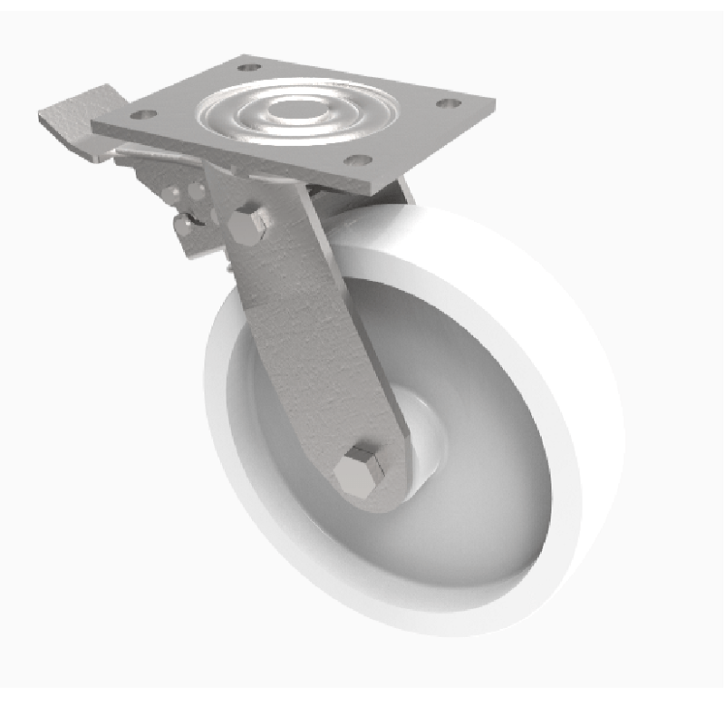 Nylon Plate Swivel Castor Brake 200mm 900kg Load