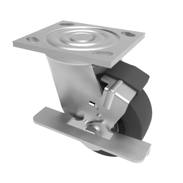 Elastic Rubber Cast Iron Plate Swivel Castor Brake 100mm 210kg Load