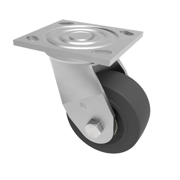 Elastic Rubber Cast Iron Plate Swivel Castor 100mm 210kg Load