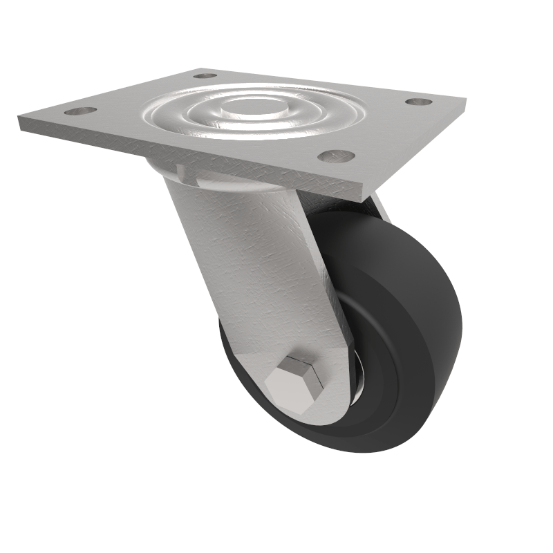 Elastic Rubber Cast Iron Plate Swivel Castor 150mm 350kg Load