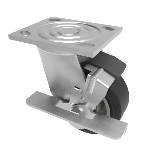 Elastic Rubber on Aluminium Plate Swivel Castor Brake 100mm 250kg Load