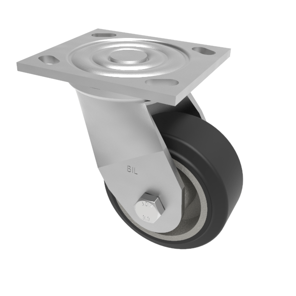 Elastic Rubber on Aluminium Plate Swivel Castor 100mm 250kg Load
