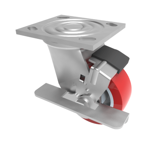 Polyurethane Nylon Plate Swivel Castor Brake 100mm 250kg Load