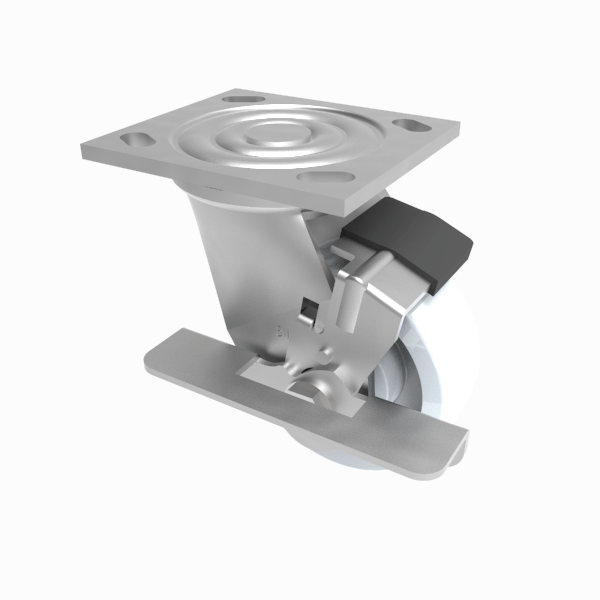 Nylon Plate Swivel Castor Brake 100mm 600kg Load
