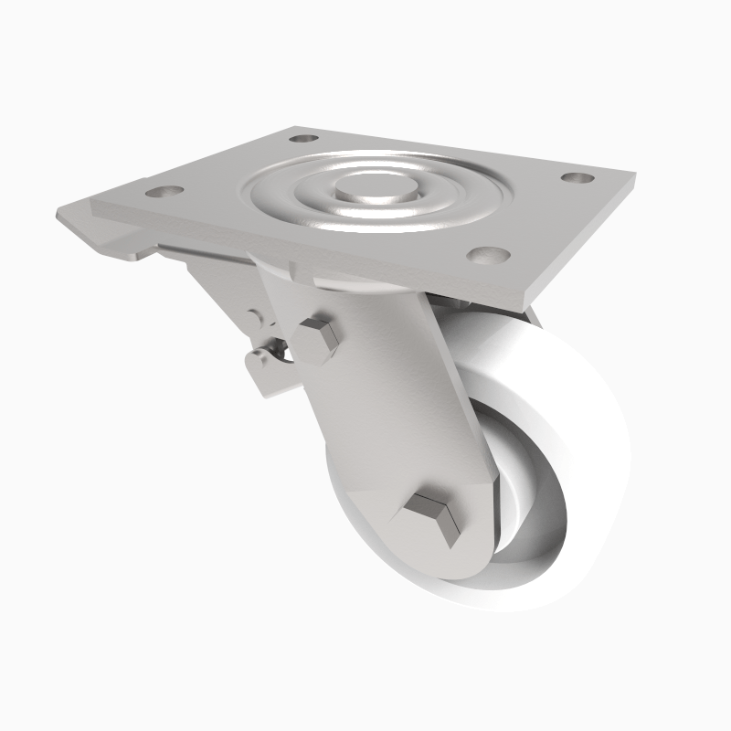 Nylon Plate Swivel Castor Brake 100mm 600kg Load
