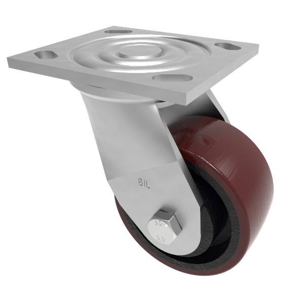 Polyurethane Cast Iron Plate Swivel Castor 100mm 400kg Load