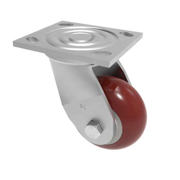 Ergonomic Polyurethane Plate Swivel Castor 100mm 350kg Load