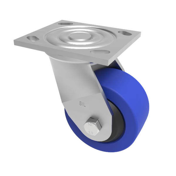 Blue Elastic Rubber Plate Swivel Castor 100mm 275kg Load
