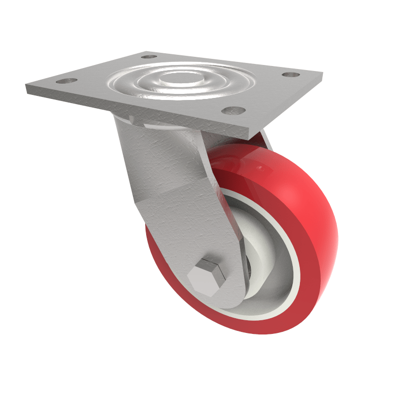 Polyurethane Nylon Plate Swivel Castor 125mm 350kg Load