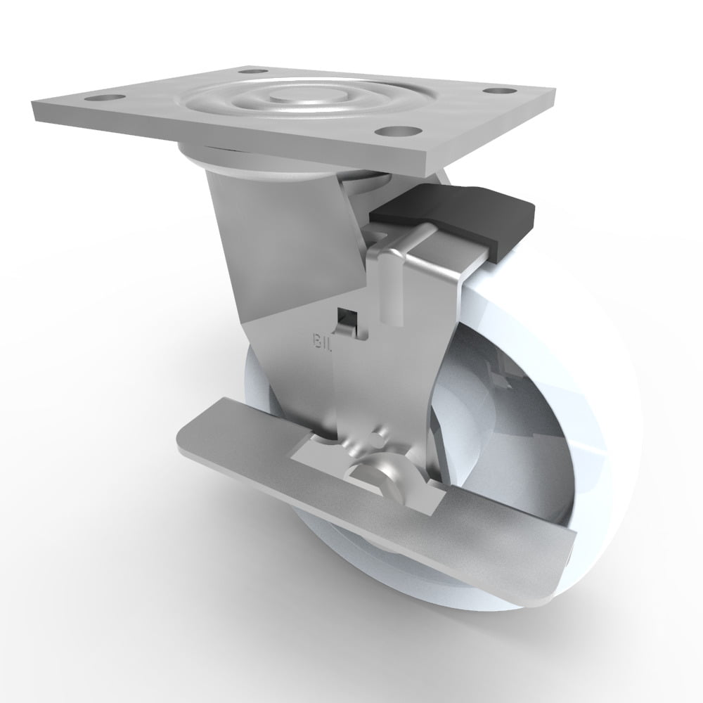 Nylon Plate Swivel Castor Brake 150mm 600kg Load