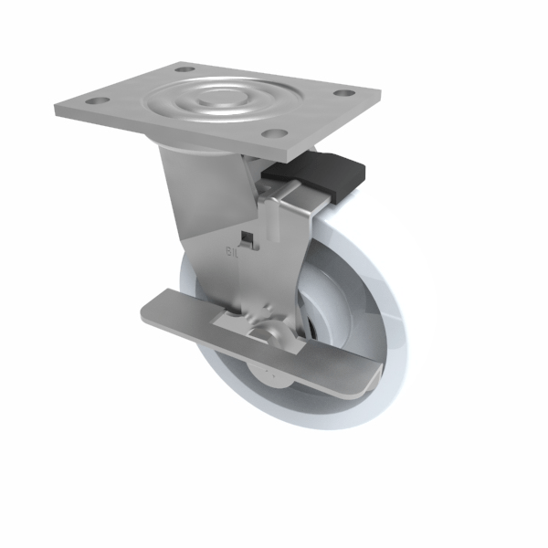 Nylon Plate Swivel Castor Brake 150mm 600kg Load