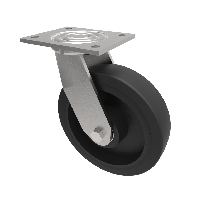 Elastic Rubber Cast Iron Plate Swivel Castor 200mm 450kg Load
