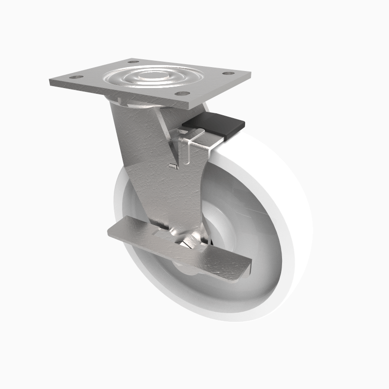 Nylon Plate Swivel Castor Brake 200mm 600kg Load