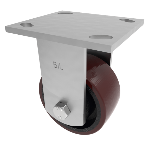 Polyurethane Cast Iron Plate Fixed Castor 100mm 400kg Load