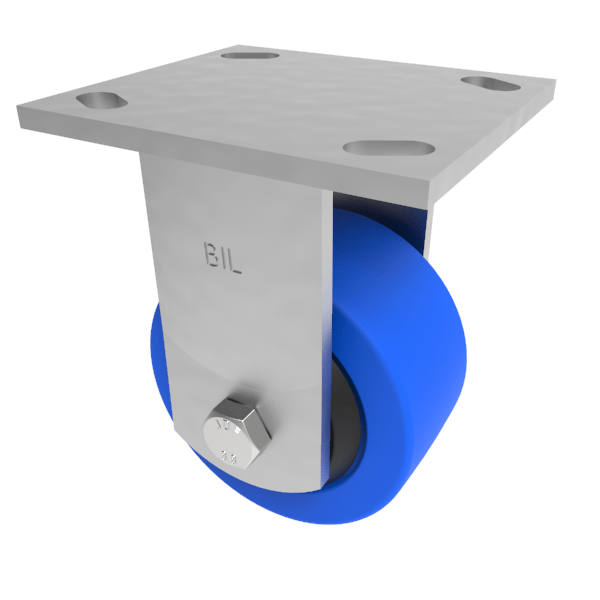Blue Elastic Rubber Plate Fixed Castor 100mm 275kg Load