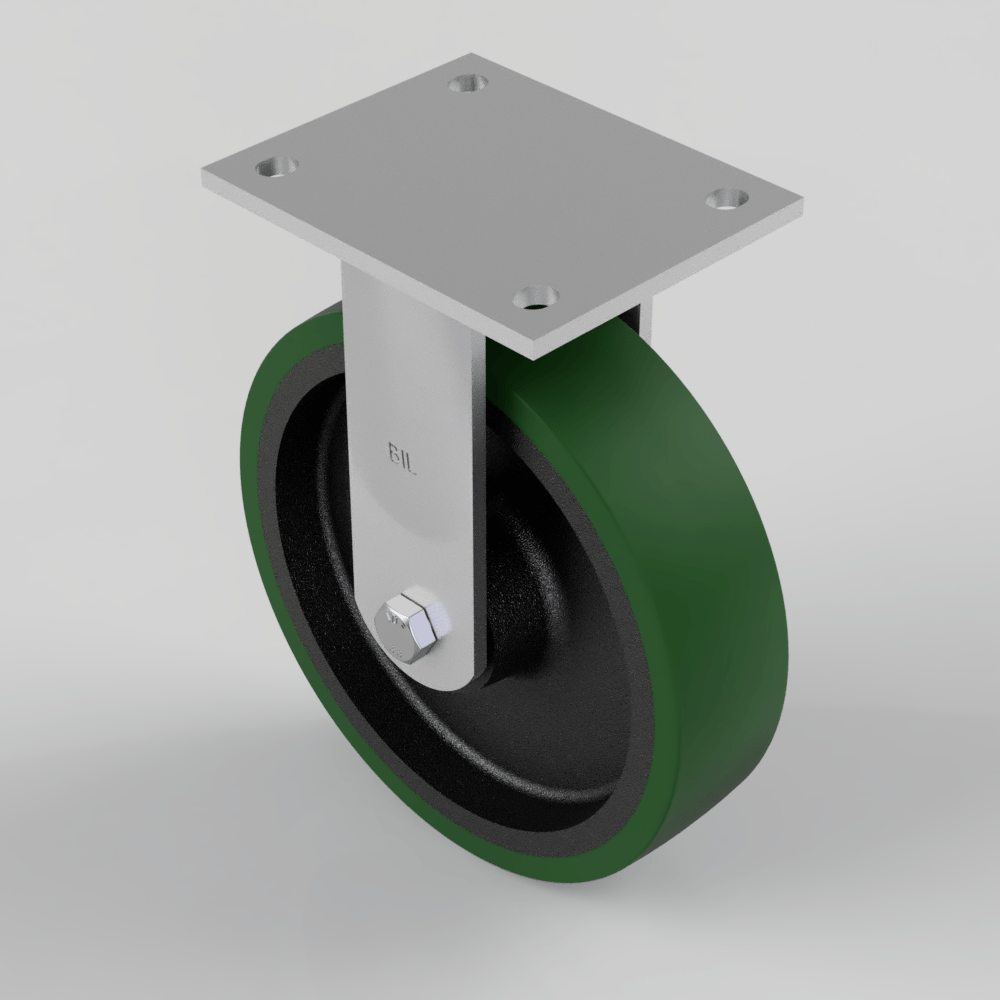 Polyurethane Green Plate Fixed Castor 200mm 600kg Load