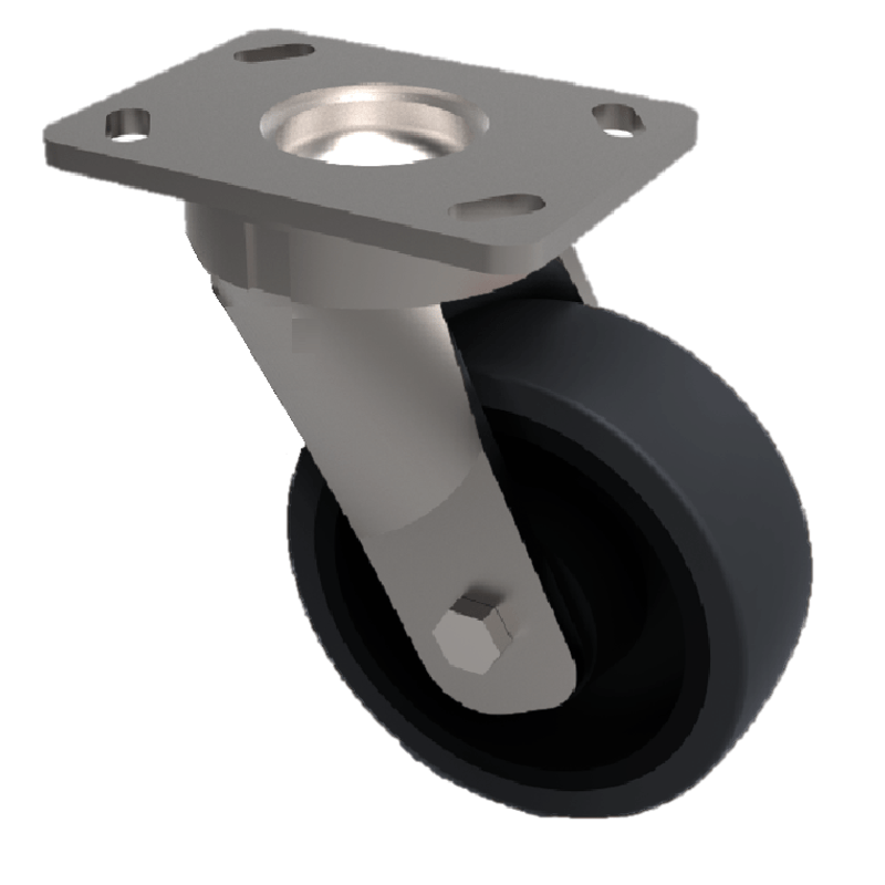 Elastic Rubber Cast Iron Plate Swivel Castor 150mm 300kg Load