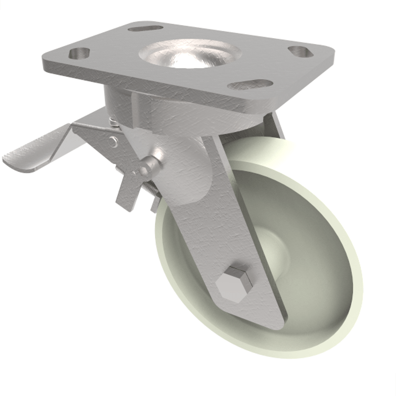 Nylon Plate Swivel Castor Brake 200mm 1000kg Load