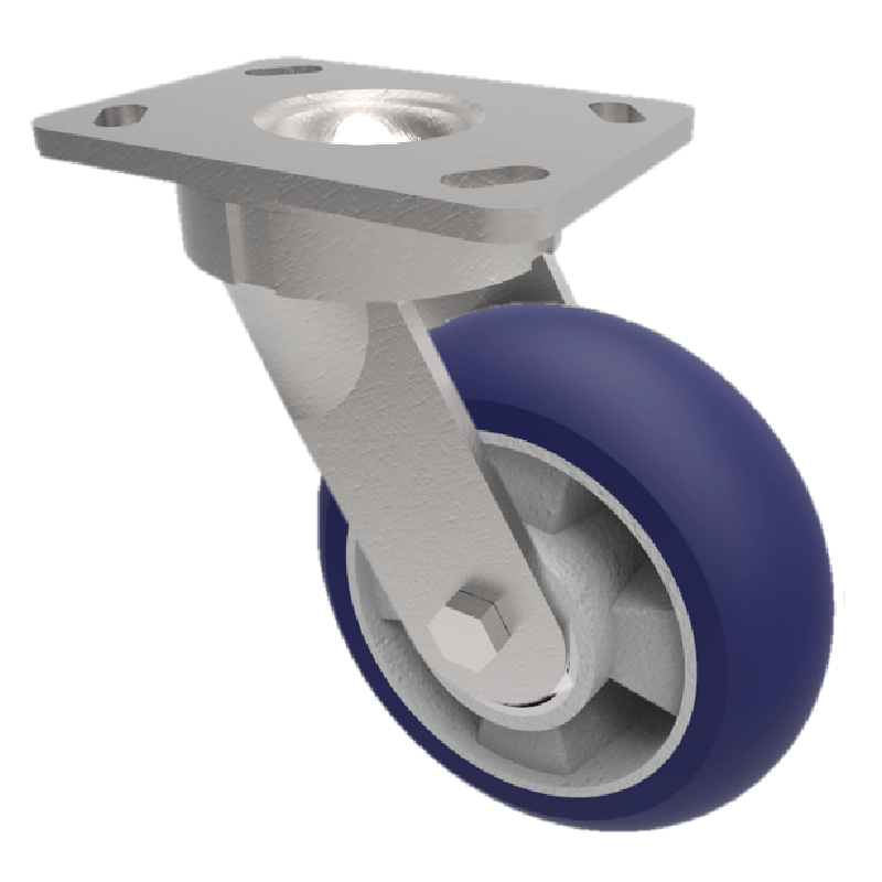 Softer Ergonomic Polyurethane Plate Swivel Castor 250mm 800kg Load