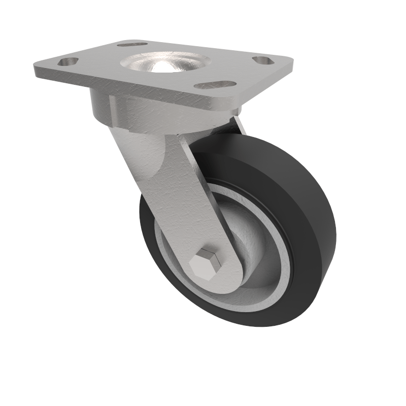 Elastic Rubber Cast Iron Plate Swivel Castor 150mm 300kg Load