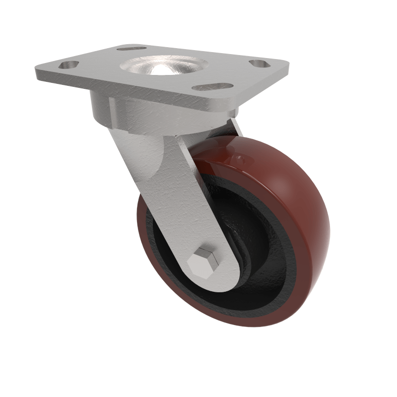 Polyurethane Cast Iron Plate Swivel Castor 125mm 400kg Load