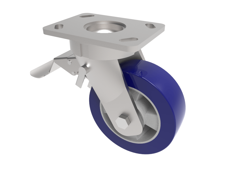 Softer Polyurethane Plate Swivel Castor 150mm 500kg Load