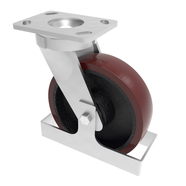 Polyurethane Plate Swivel Castor Footguard 200mm 1000kg load