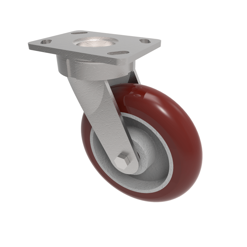 Ergonomic Polyurethane Plate Swivel Castor 125mm 450kg Load