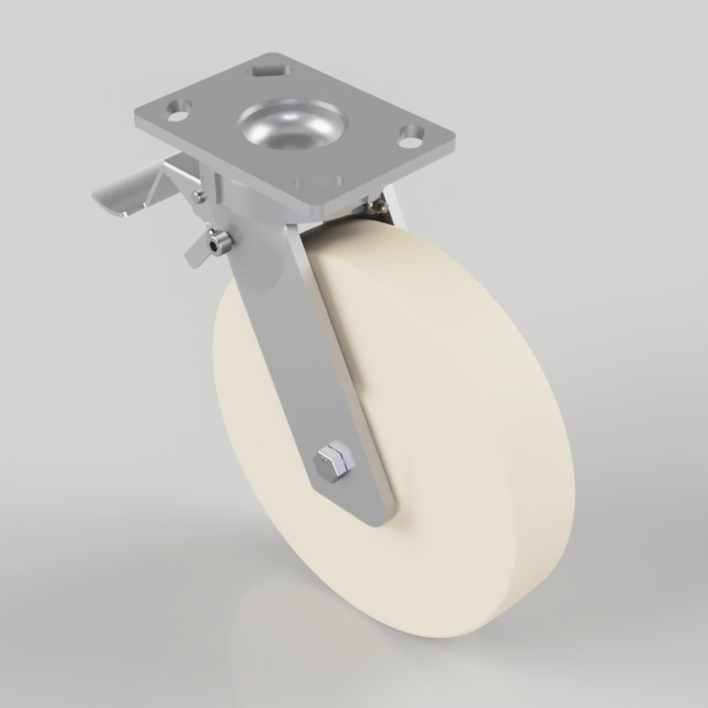 Nylon Plate Swivel Castor Brake 250mm 1500kg Load