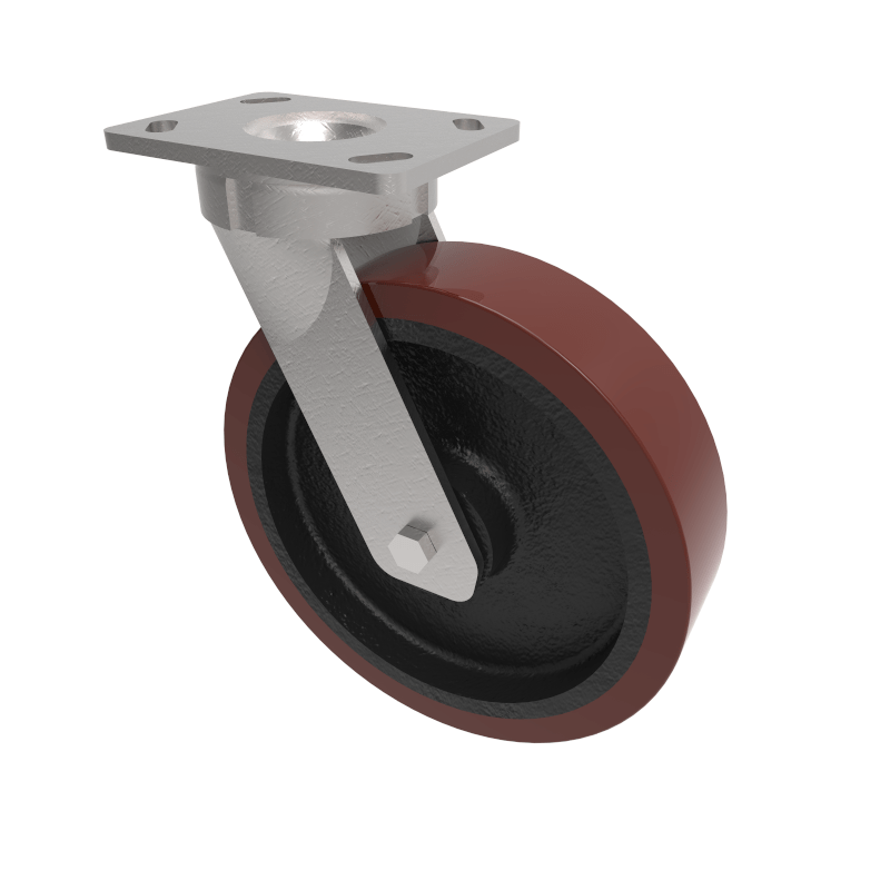 Polyurethane Cast Iron Plate Swivel Castor 250mm 1400kg Load
