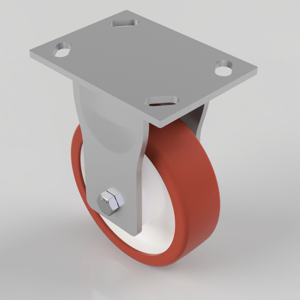 Polyurethane Nylon Plate Fixed Castor 150mm 600kg Load