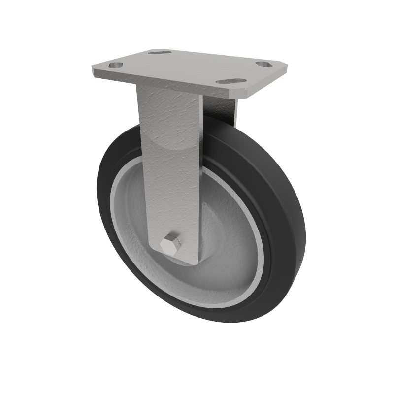 Elastic Rubber Cast Iron Plate Fixed Castor 250mm 550kg Load