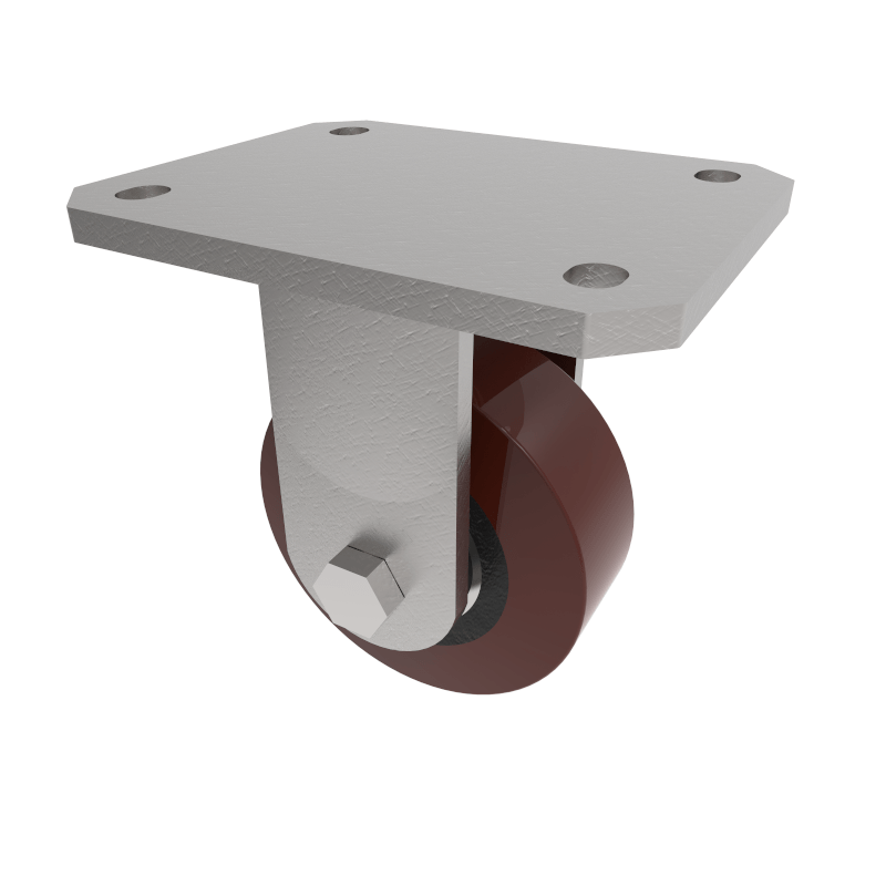 Polyurethane Cast Iron Plate Fixed Castor 100mm 300kg Load