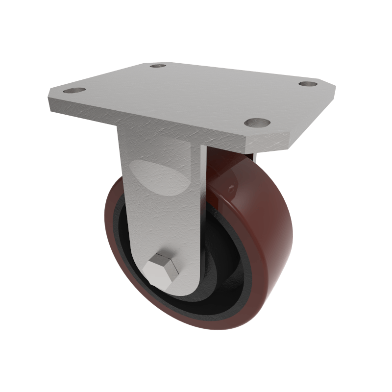 Polyurethane Cast Iron Plate Fixed Castor 125mm 500kg Load