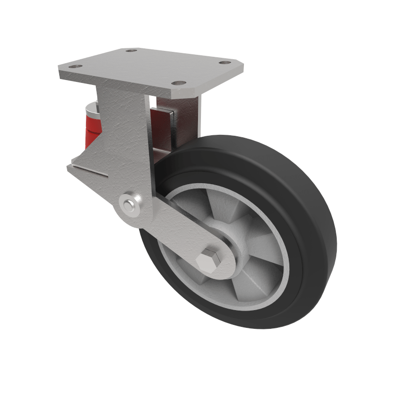 Elastic Rubber on Aluminium Plate Fixed Castor 200mm 500kg Load