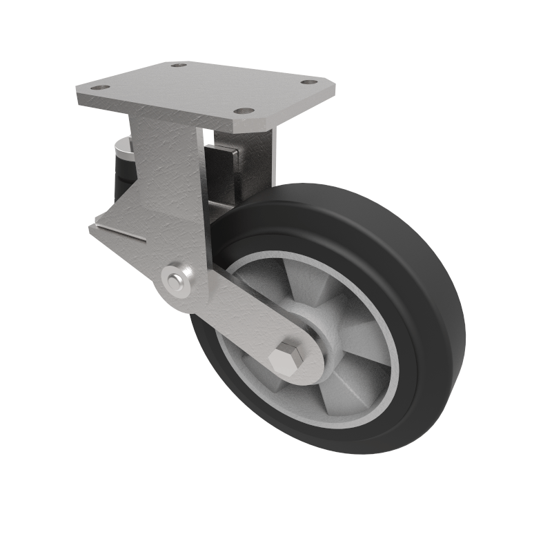 Elastic Rubber on Aluminium Plate Fixed Castor 200mm 200kg Load