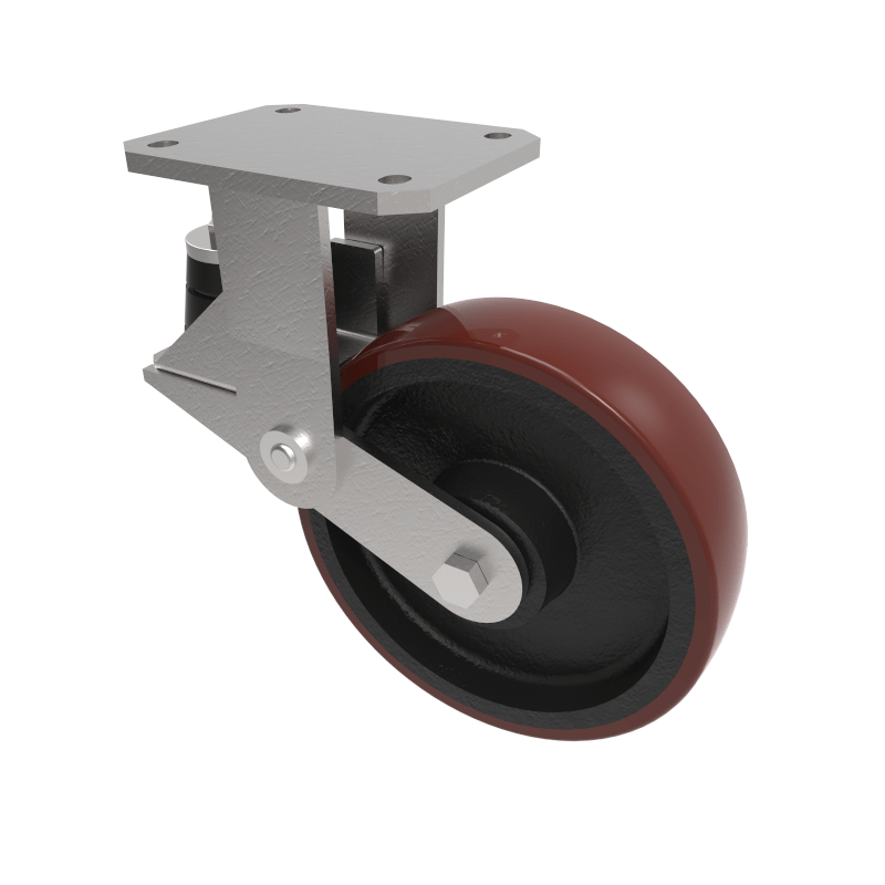 Polyurethane Cast Iron Plate Fixed Castor 200mm 200kg Load