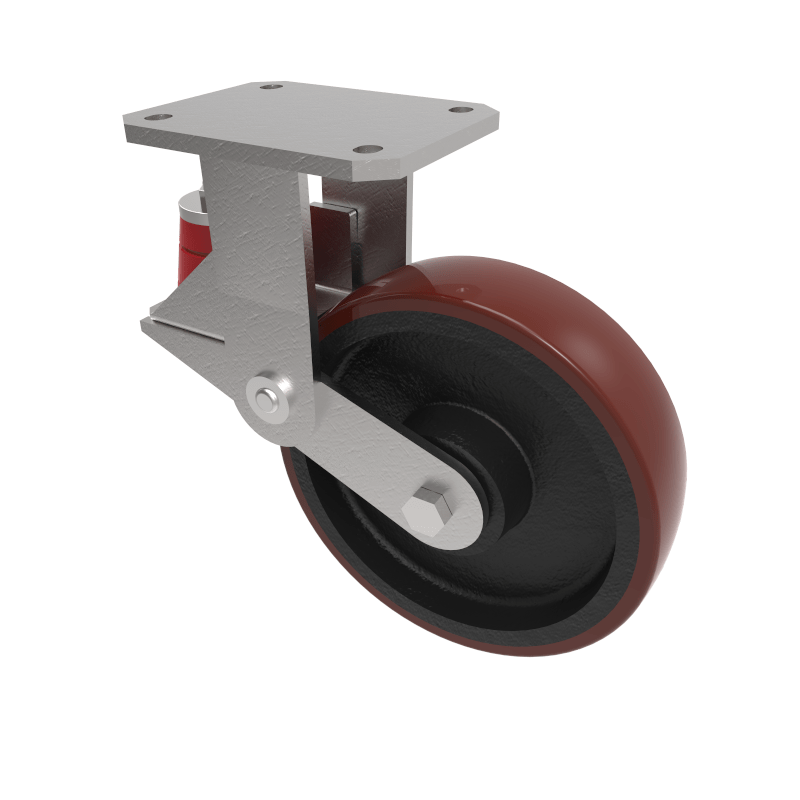 Polyurethane Cast Iron Plate Fixed Castor 200mm 600kg Load