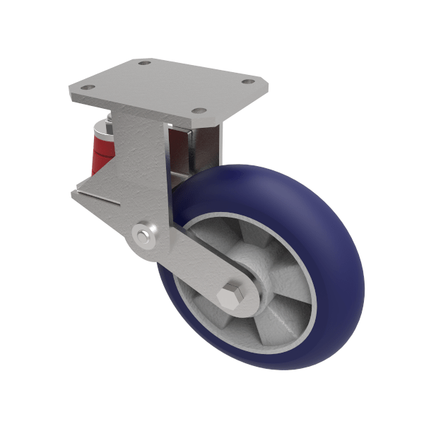 Soft Speed Ergonomic Polyurethane Plate Fixed Castor 200mm 600kg