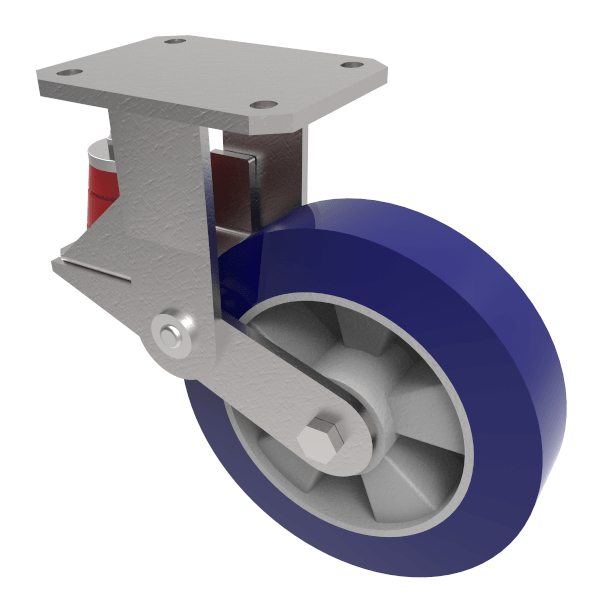 Soft Speed Polyurethane Plate Fixed Castor 150mm 500kg