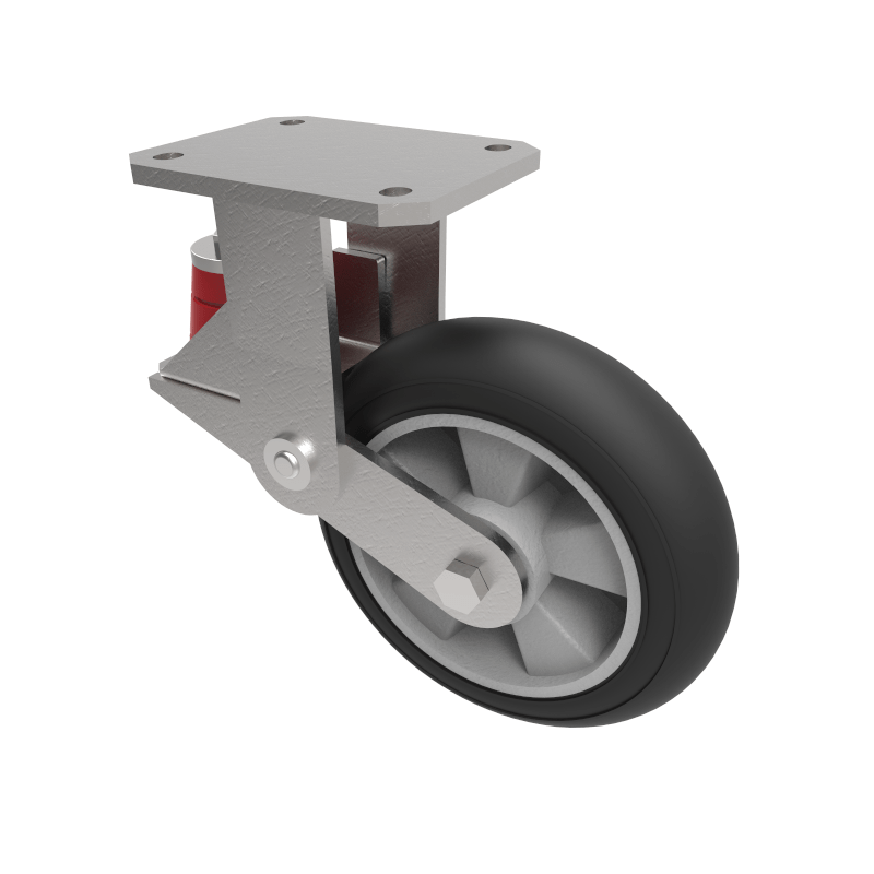 Black Soft Elastic Rubber Plate Fixed Castor 200mm 380kg Load