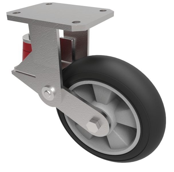 Black Soft Elastic Rubber Plate Fixed Castor 150mm 250kg Load