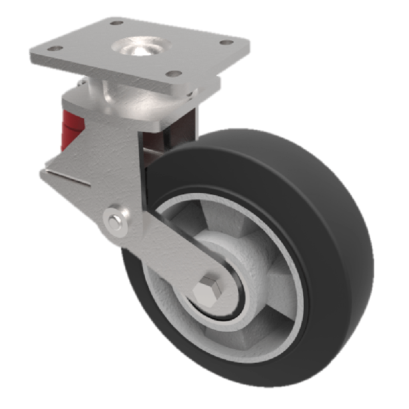 Elastic Rubber on Aluminium Plate Swivel Castor 160mm 300kg Load