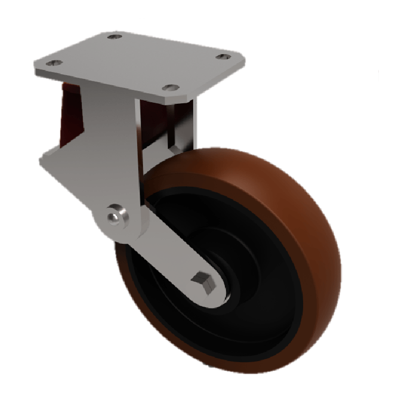 Polyurethane Cast Iron Plate Fixed Castor 150mm 200kg Load