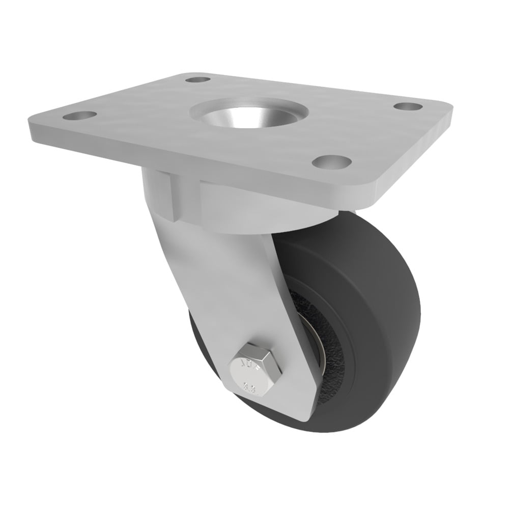 Elastic Rubber Cast Iron Plate Swivel Castor 100mm 210kg Load